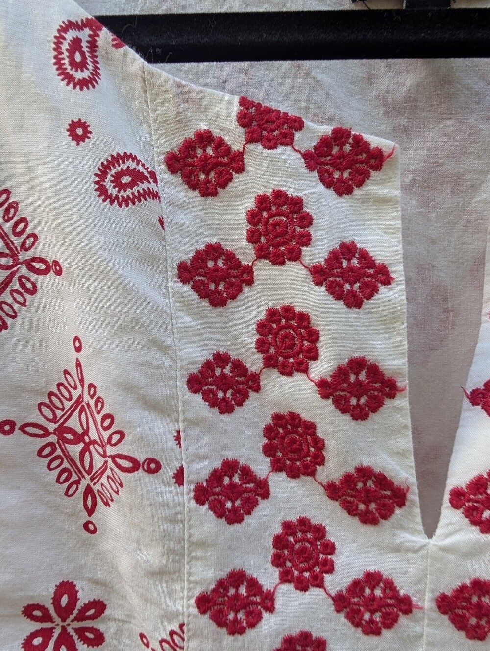 Talbots Cotton Paisley Bandana A-Line Dress w Pockets Off-White Red Sz 14W - Picture 6 of 11